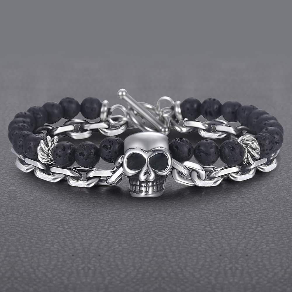 Bracelet Skull Biker (Perles)