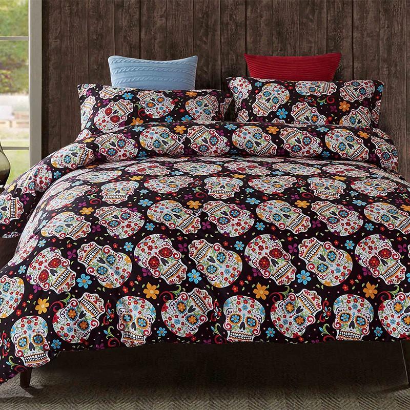 Housse de Couette Tête de Mort Mexicaine Colorée