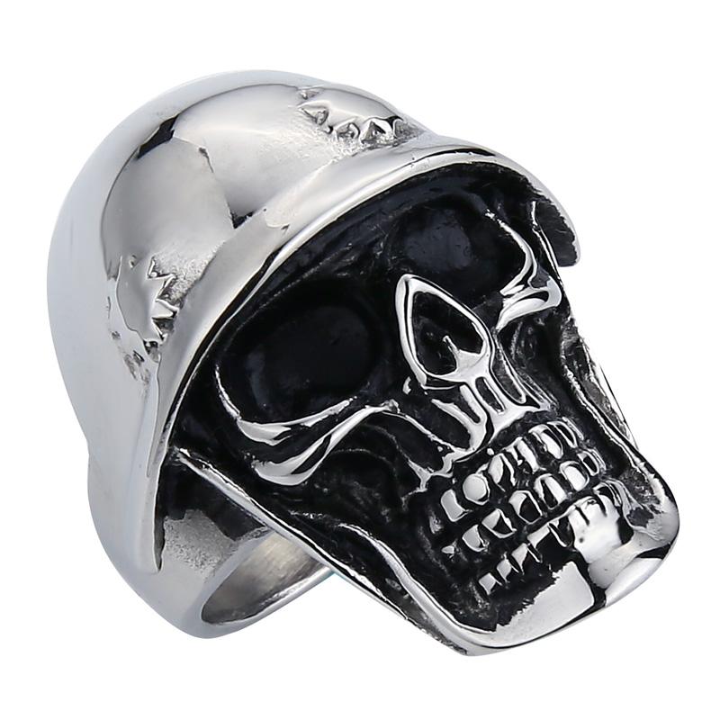 Bague Tête de Mort <br/> Casque (Acier)