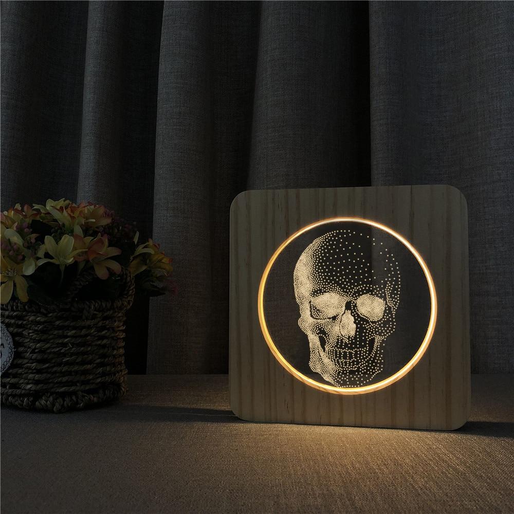Lampe Tête de Mort <br/> Bois