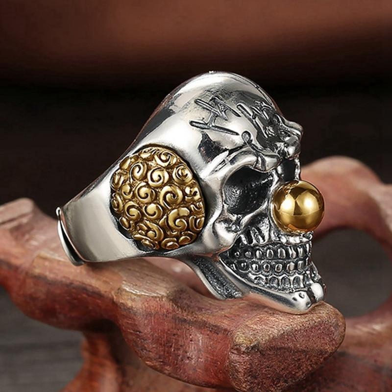 Bague Tête de Mort <br/> Clown (Acier)