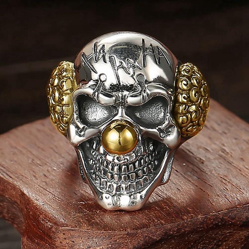 Bague Tête de Mort <br/> Clown (Acier)