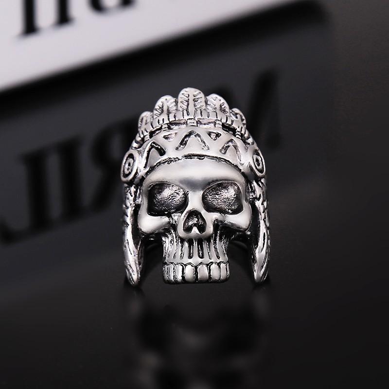 Bague Tête de Mort <br/> Indien (Acier)