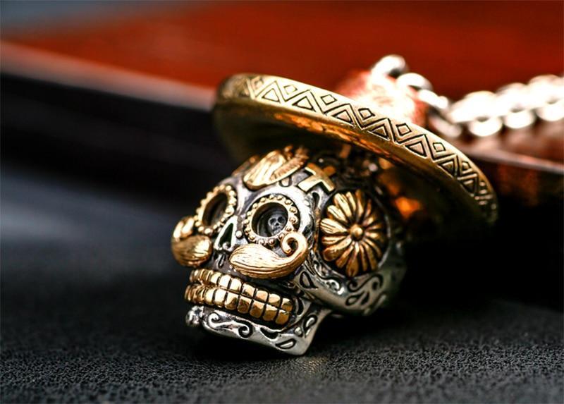 Pendentif Crâne Mexicain (Cuir)