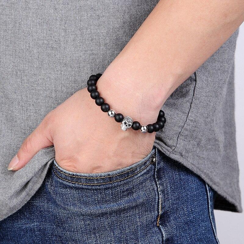 Bracelet Homme <br/> Tête de Mort (Perles)