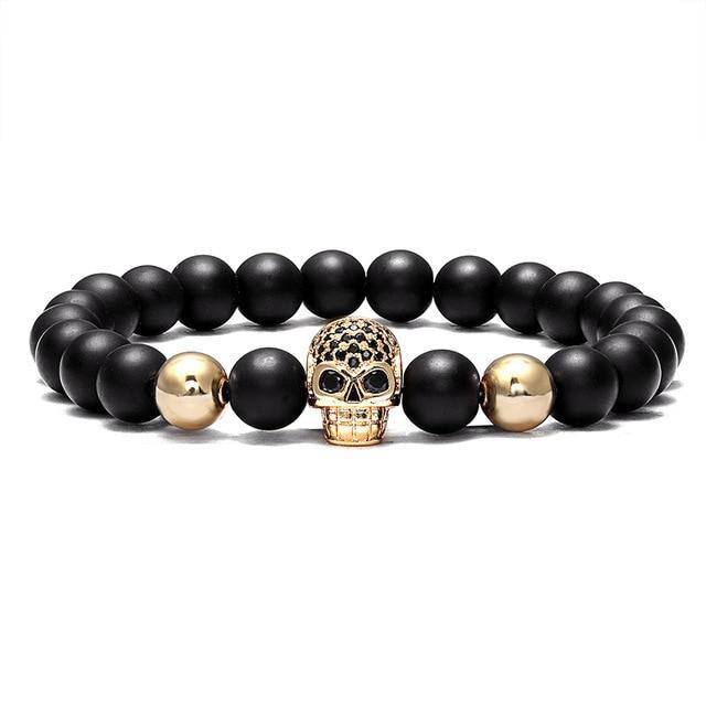 Bracelet Homme <br/> Tête de Mort (Perles)