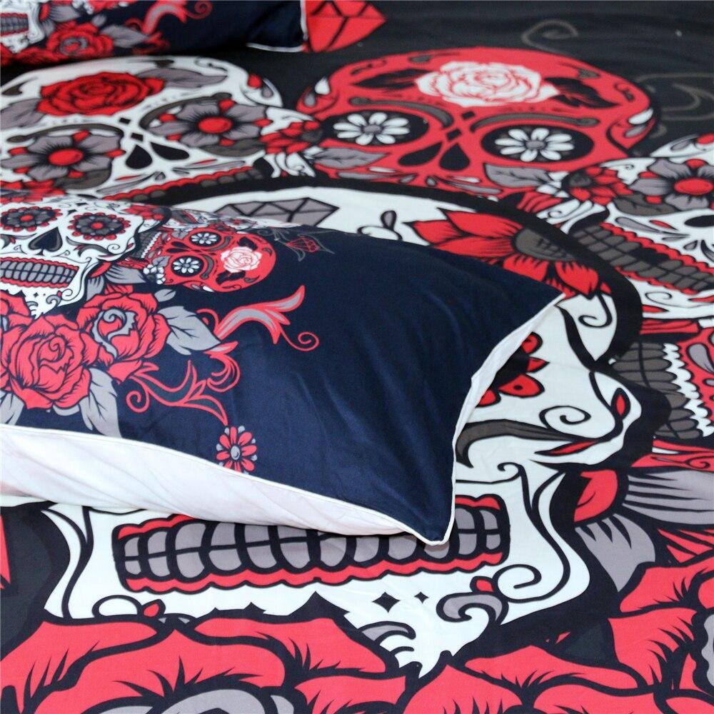 Housse de Couette Tête de Mort Mexicaine avec Rose