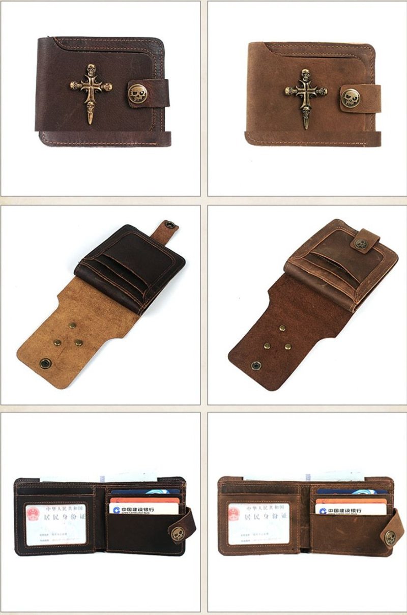 Portefeuille Crâne en Cuir