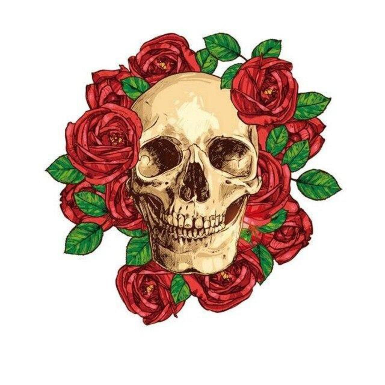 Transfert Tête de Mort <br/> Avec Roses