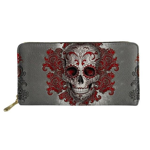 Portefeuille en Cuir Tête de Mort