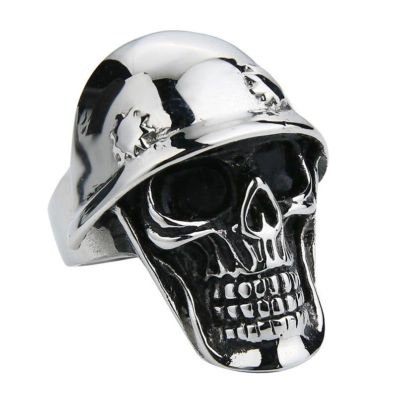 Bague Tête de Mort <br/> Casque (Acier)