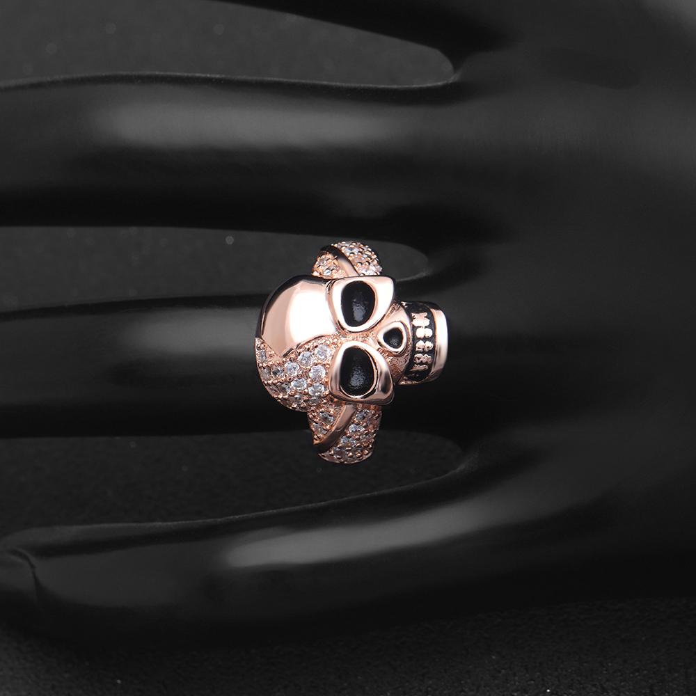 Bague Tête de Mort <br/> Rose (Acier)