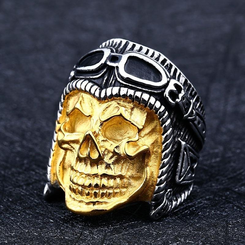 Bague Tête de Mort <br/> Avion (Acier)