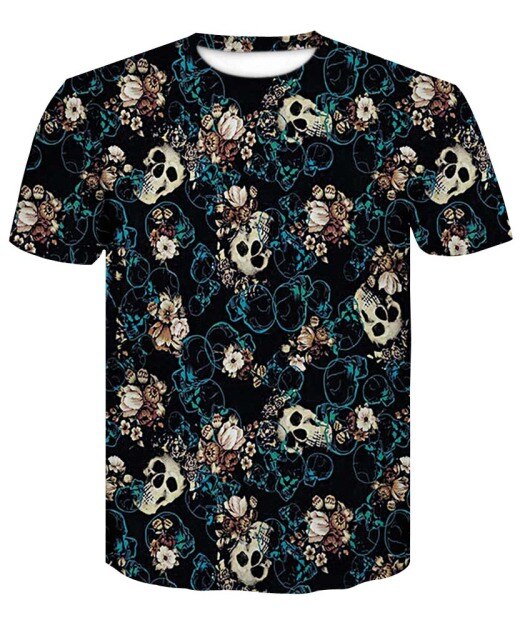 T-Shirt Crâne Fleurs