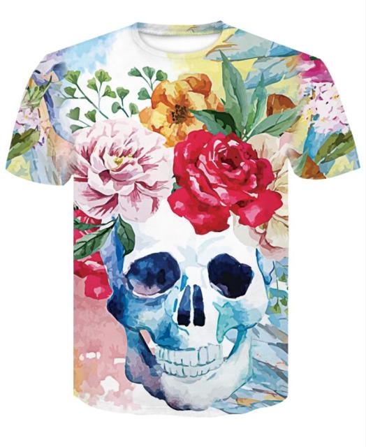 T-Shirt Crâne Fleurs