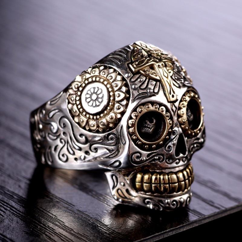 Bague Tête de Mort <br/> Mexicaine (Argent)