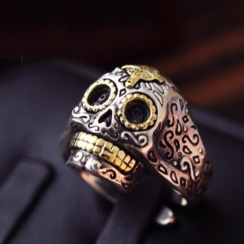 Bague Crâne Mexicain <br/> Homme (Acier)