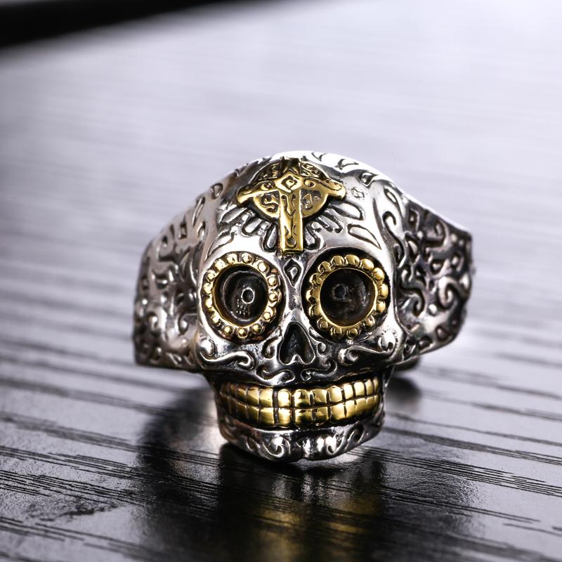 Bague Crâne Mexicain <br/> Homme (Acier)