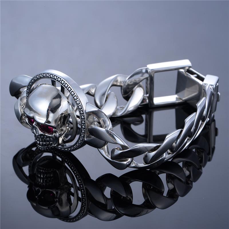 Bracelet Crâne Rock (Argent)