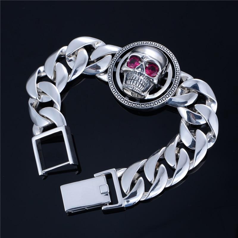 Bracelet Crâne Rock (Argent)