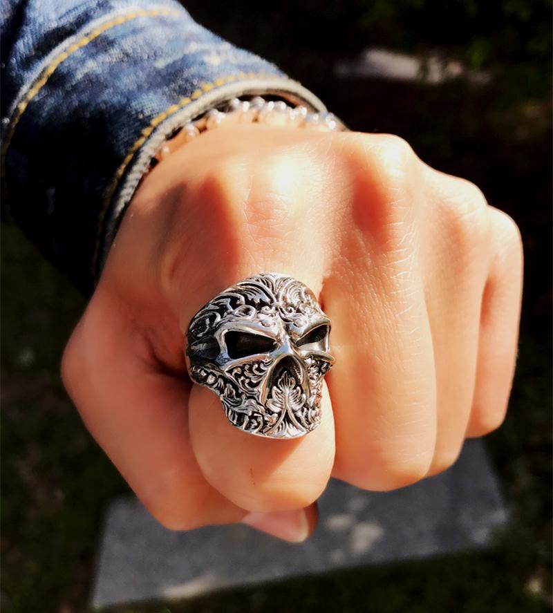 Bague Skull Argent <br/> Homme (Argent)