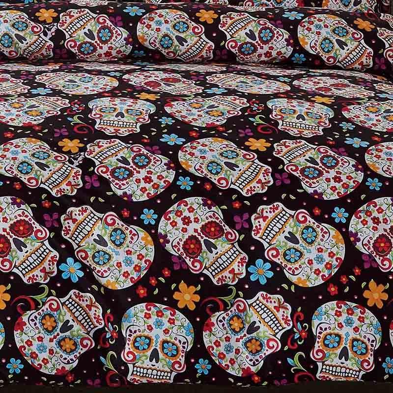 Housse de Couette Tête de Mort Mexicaine Colorée