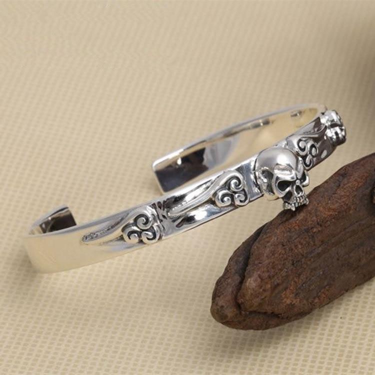 Bracelet Crâne Biker (Argent)