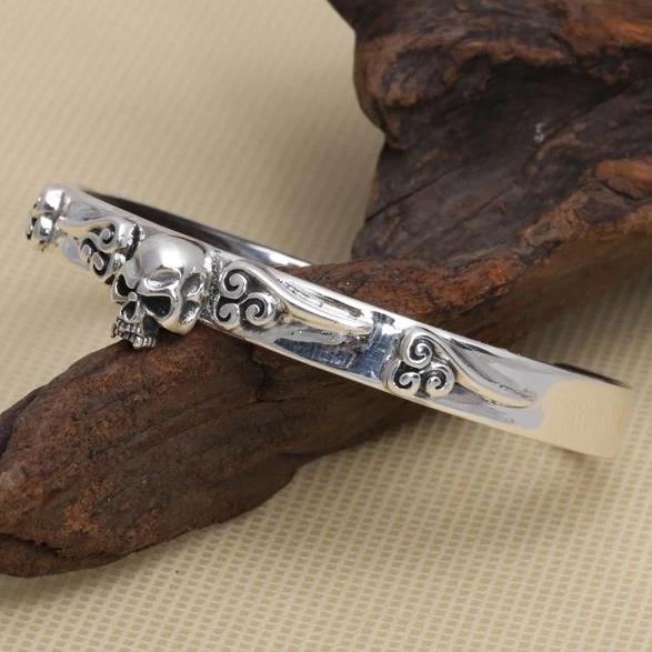 Bracelet Crâne Biker (Argent)