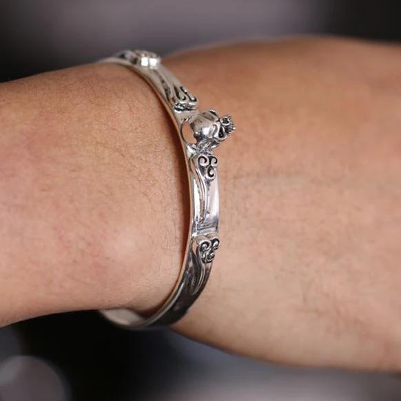 Bracelet Crâne Biker (Argent)