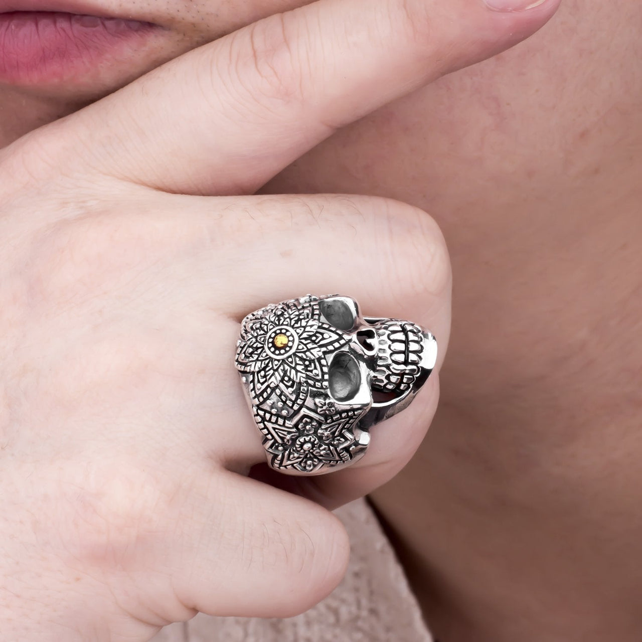 Bague Crâne Mexicain (Argent)