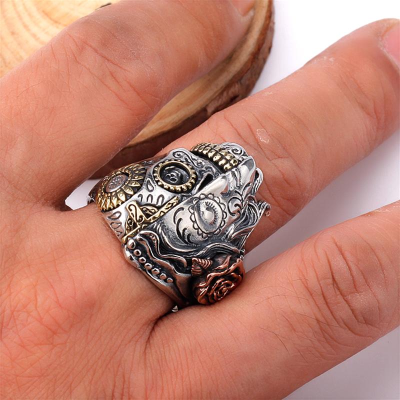 Bague Crâne Mexicain <br/> Catrina (Acier)