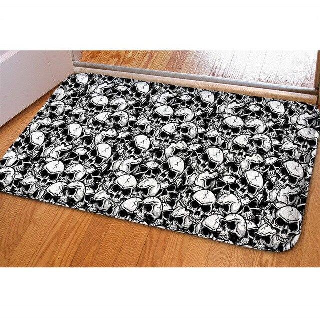 Tapis Crâne Noir et Blanc