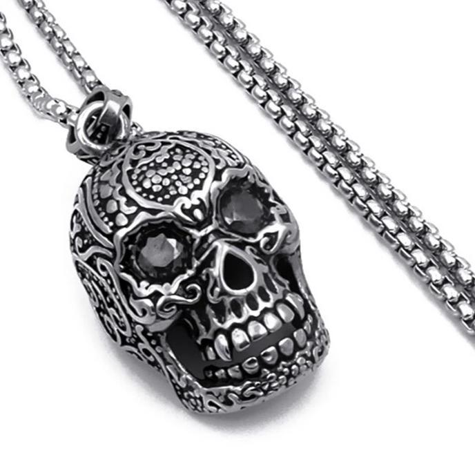 Collier Tête de Mort Mexicaine (Acier)