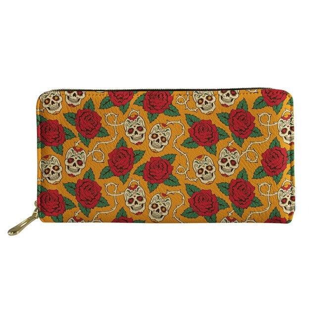 Portefeuille Crânes Mexicains en Fleurs