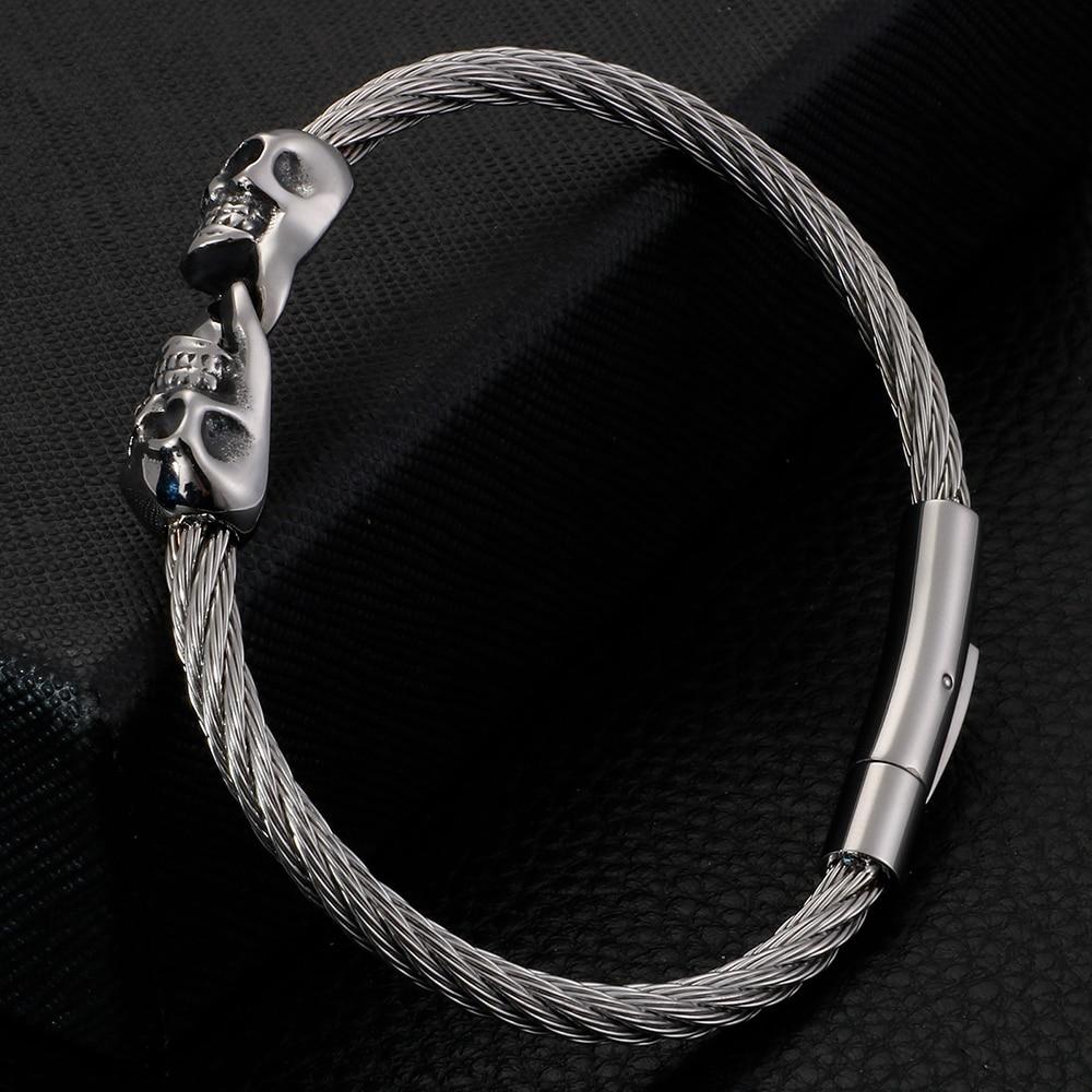 Bracelet Tête de Mort Femme (Acier)