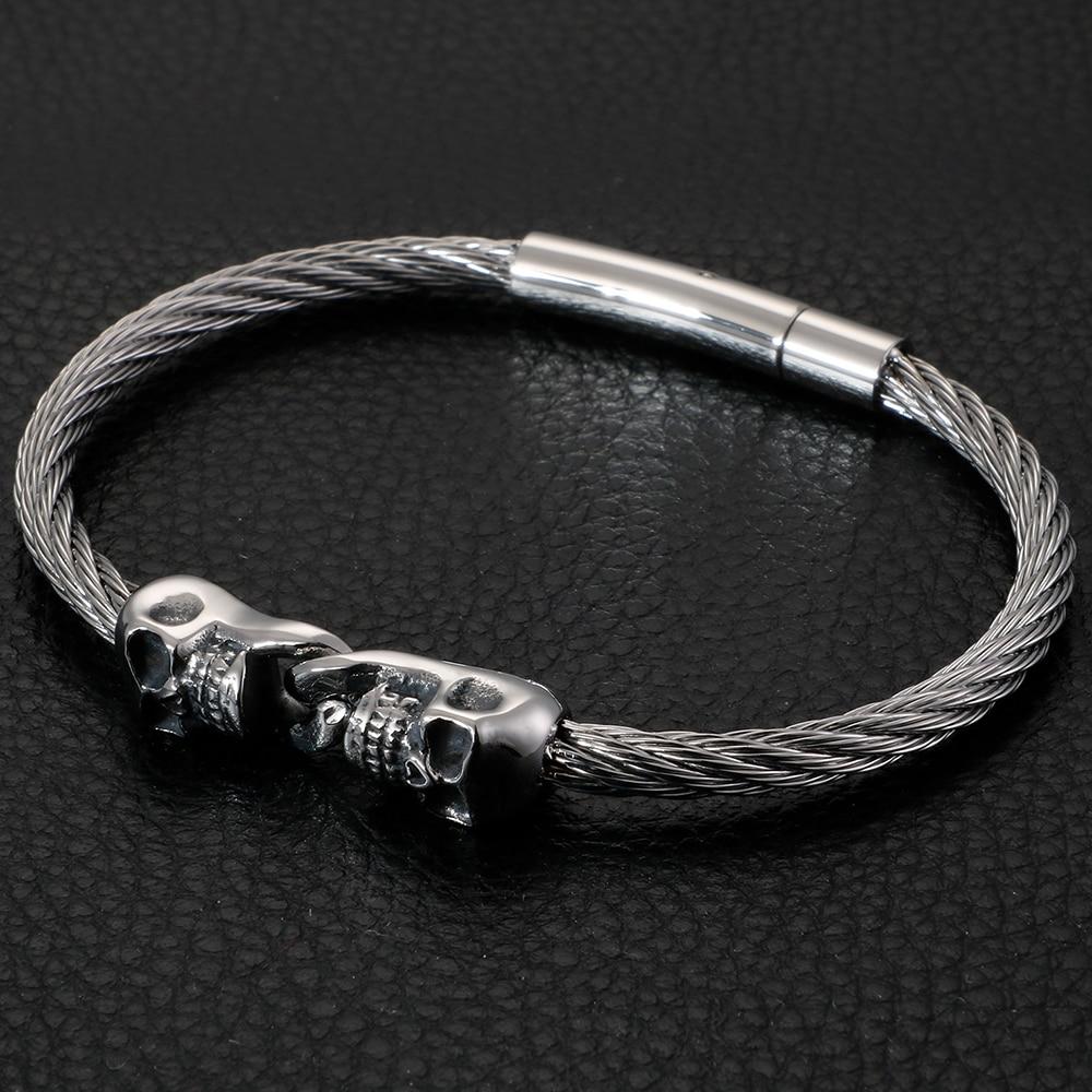 Bracelet Tête de Mort Femme (Acier)