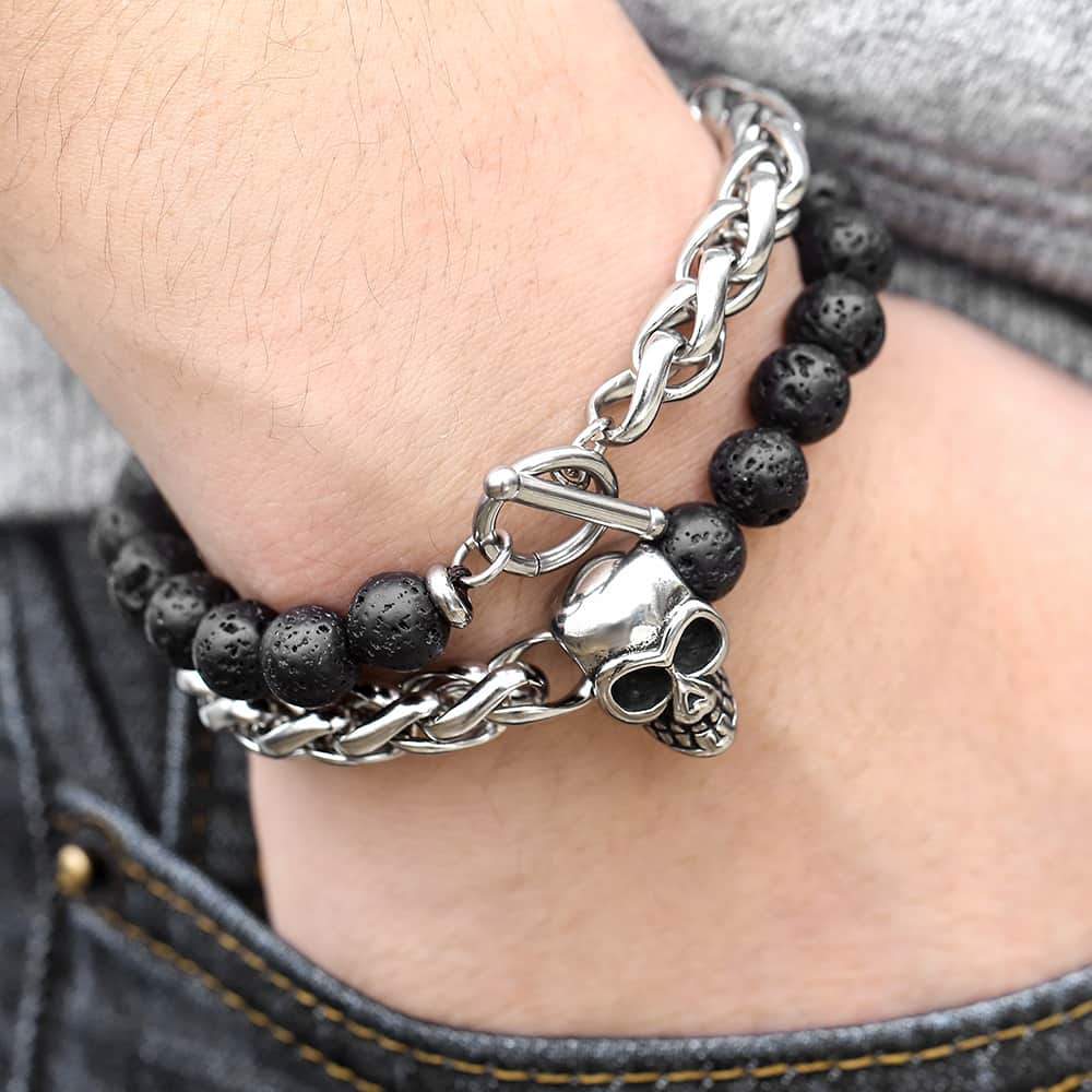 Bracelet Skull Biker (Perles)