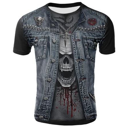 T-Shirt Tête de Mort <br/> Veste en Jeans