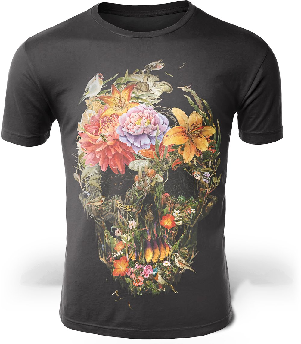 T-Shirt Tête de Mort <br/> Fleurs