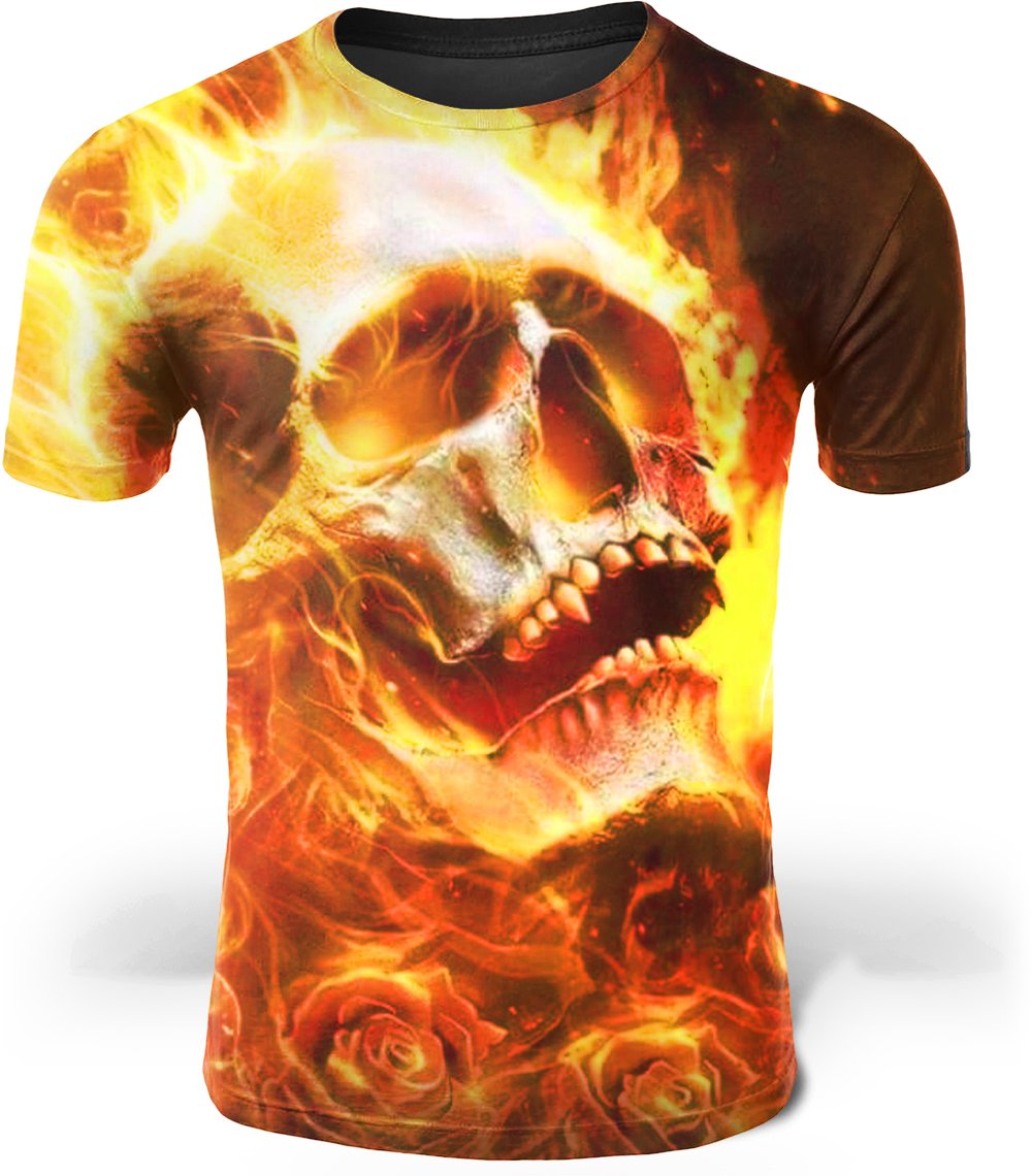 T-Shirt Tête de Mort <br/> Flammes