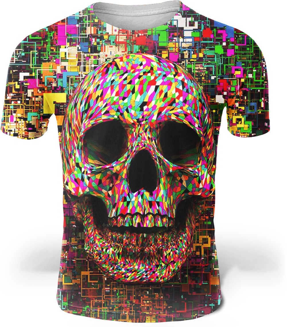 T-Shirt Tête de Mort <br/> Multicolore