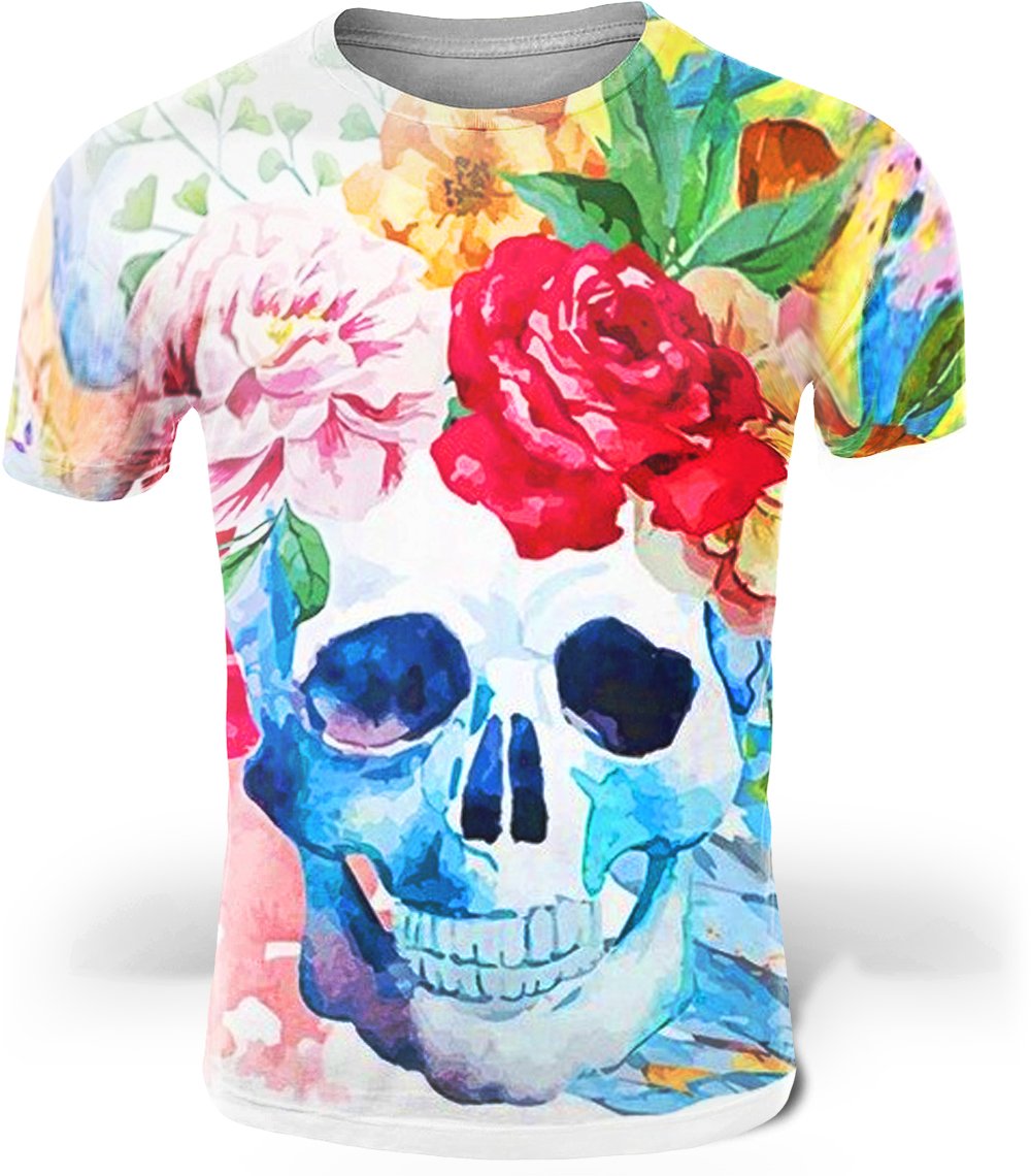 T-Shirt Crâne Fleurs